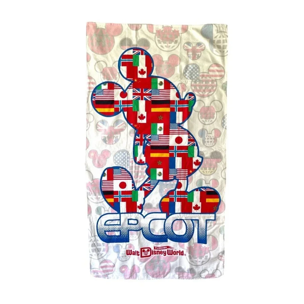 Walt Disney World Epcot Mickey Mouse International Flags Beach Towel